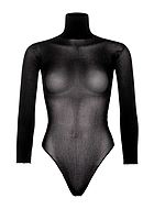 Classic bodysuit, opaque fabric, long sleeves, turtle neck